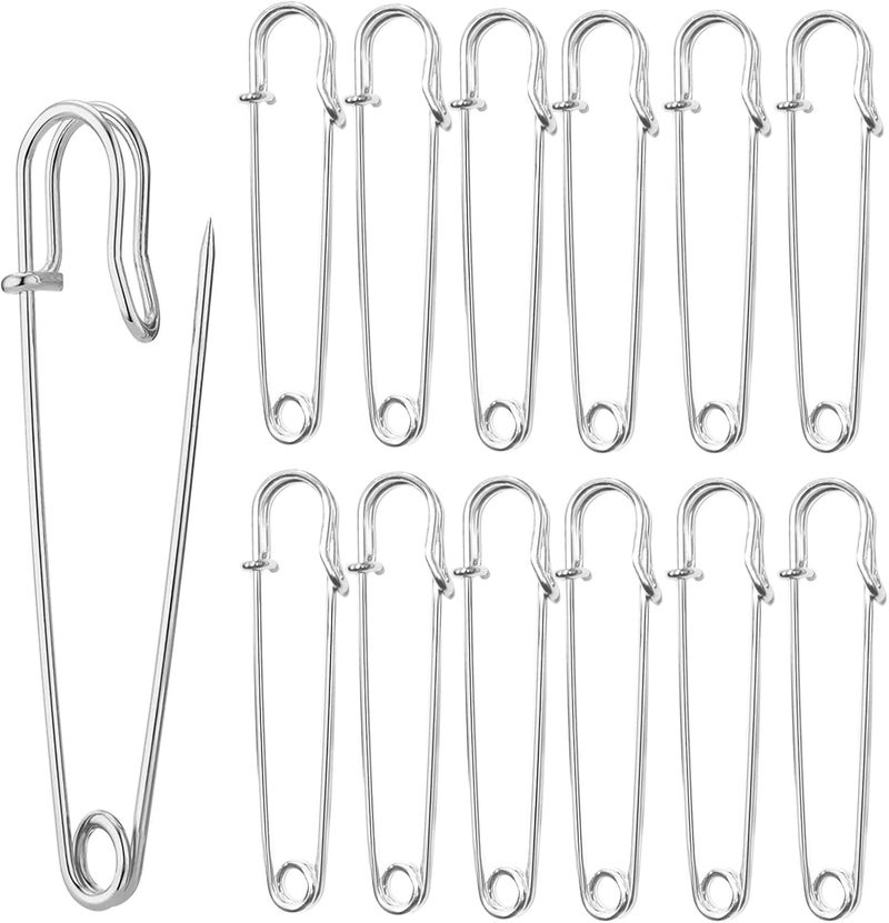 Urmspst Safety Pins (Upgraded), 3" Large Safety Pins Pack of 30 for Clothes Leather Canvas Blankets Crafts Skirts Kilts, Extra Large Safety Pin Heavy Duty Safety Pins (Silver) - Image 1
